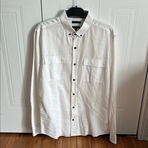 RW&CO. White Casual Button Down Linen Shirt